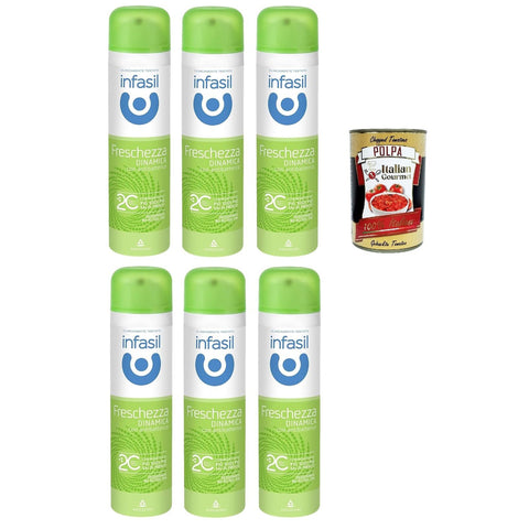 Infasil Deospray für dynamische Frische mit Molekül 2C, ohne Alkohol, wirksam bis zu 24 Stunden 6x150ml Original italienisch Pflege