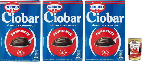 Italian Gourmet Kakao & Heiße Schokolade Cameo Ciobar Dark, Heiße Schokolade, Dichte und cremige Getränkemischung mit dunklem Schokoladengeschmack für 5 Tassen, Geeignet für die vegane Zubereitung, 3x 115g + Italian Gourmet polpa 400g 8032804040014