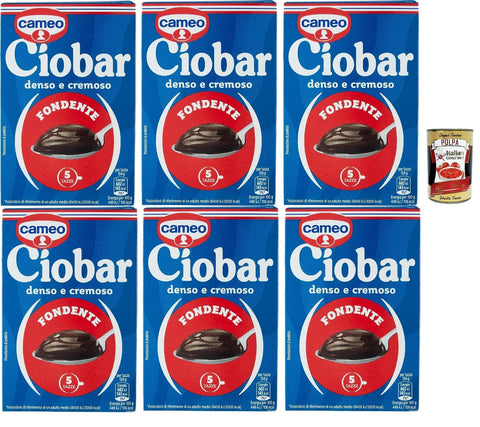 Italian Gourmet Kakao & Heiße Schokolade Cameo Ciobar Dark, Heiße Schokolade, Dichte und cremige Getränkemischung mit dunklem Schokoladengeschmack für 5 Tassen, Geeignet für die vegane Zubereitung, 6x 115g + Italian Gourmet polpa 400g 8032804040014