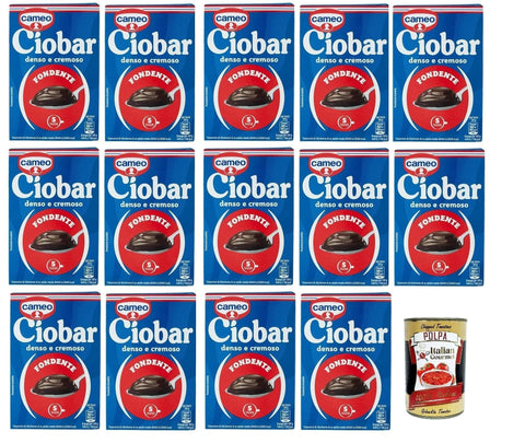 Italian Gourmet Kakao & Heiße Schokolade Cameo Ciobar Fondente, Pulver Zubereitung für Heiße Dunkle Schokolade Hot Chocolate 14x 115g-Packung, jede Packung enthält 5 Beutel à 23g + Italian Gourmet polpa 400g 8032804040014
