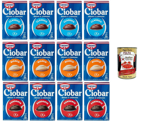 Italian Gourmet Kakao & Heiße Schokolade Cameo Ciobar Testpaket - Pulver Zubereitung für Heiße Schokolade Hot Chocolate 12x 125g Packung, jede Packung enthält 5 Beutel à 25g + Italian Gourmet polpa 400g 8032804040014