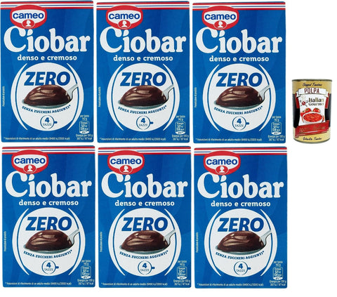 Italian Gourmet Kakao & Heiße Schokolade Cameo Ciobar Zero Heiße Schokolade ohne Zuckerzusatz (enthält von Natur aus Zucker), dichter und cremiger Getränkemix mit Schokoladengeschmack für 4 Tassen, 6x 76 g + Italian Gourmet polpa 400g 8032804040014