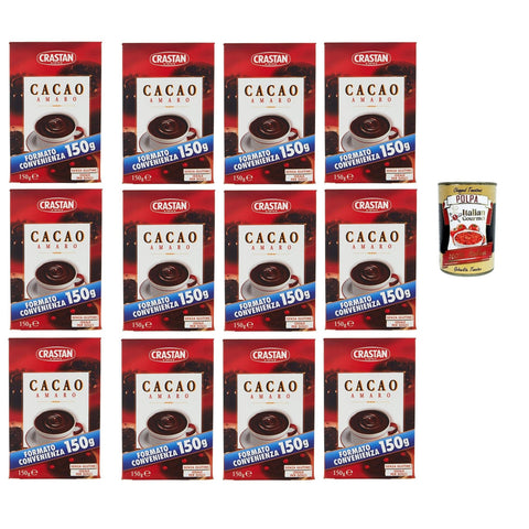 Crastan cacao in polvere, Kakaopulver, Ideal für süß und cakes, gluten free 12x 150 g Kakao & Heiße Schokolade italienisch Original