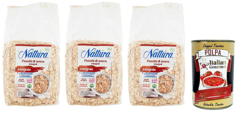 Náttúra Fiocchi di Avena Integrali BIO, Vollkorn Haferflocken aus Biologischem Anbau, Beutel 3x500g Original italienisch Kaltes Müsli
