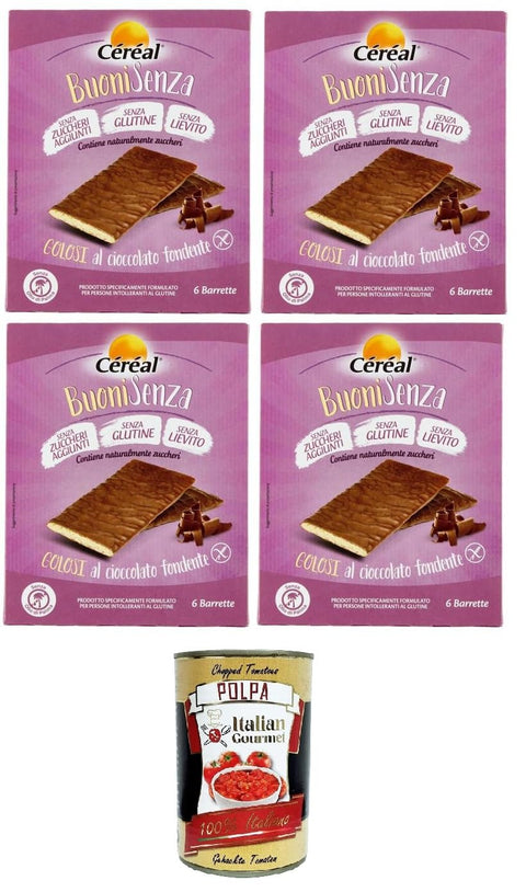 Italian Gourmet Kaltes Müsli Céréal BuoniSenza Golosi al cioccolato fondente BuoniSenza Golosi mit dunkler Schokolade 4x102gr (6x17gr)+ Italian Gourmet polpa 400g 8032804040014