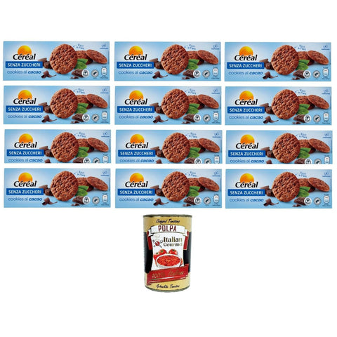 Céréal Cèréal Senza Zuccheri Cookes al Cacao Zuckerfreie Kakaoköche 12x130g Original italienisch Zutat