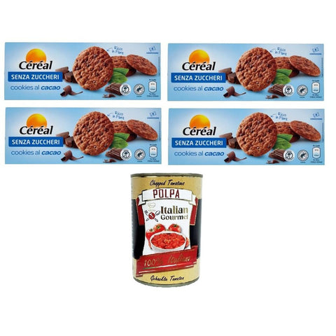 Céréal Senza Zuccheri Cookes al Cacao Zuckerfreie Kakaoköche 4x130 gr Kaltes Müsli italienisch Original