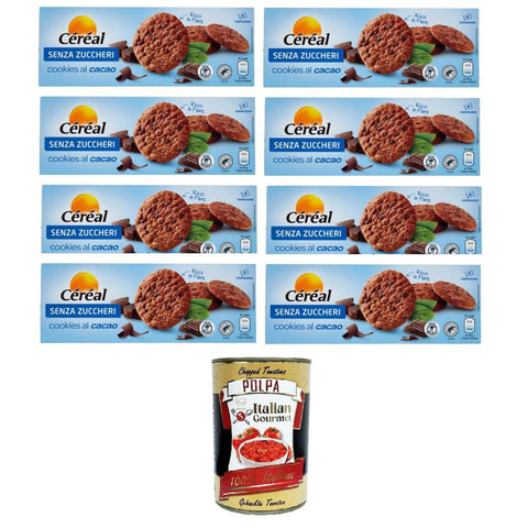 Céréal Senza Zuccheri Cookes al Cacao Zuckerfreie Kakaoköche 8x130 gr Kaltes Müsli italienisch Original