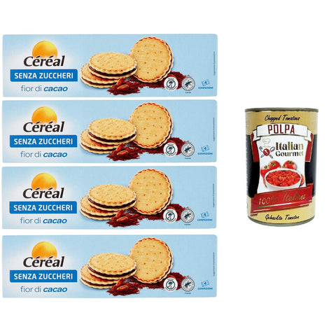 Céréal Senza Zuccheri Fior Di Cacao Ohne Zucker Kakaoblüte – 35% gesättigtes Fett 4x185g Original italienisch Kaltes Müsli