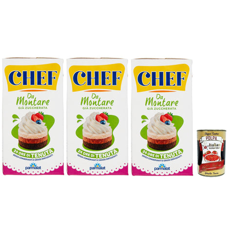 Parmalat Chef Da Montare già zuccherata Gebäckprodukt schon gesüßt Sahne für 3x500ml Original italienisch Käse & Alternativen auf Pflanzenbasis