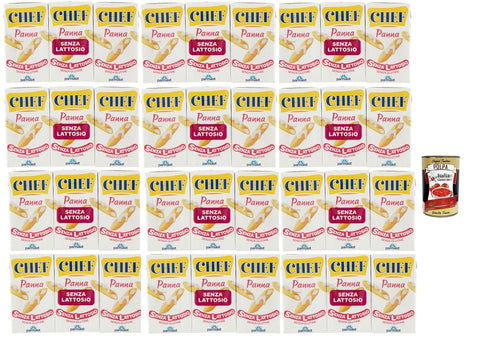 Italian Gourmet Käse & Alternativen auf Pflanzenbasis Parmalat Chef Panna Senza Lattosio, Laktosefreie Kochcreme Glutenfrei 12x (3x 125ml) Sauce zum Kochen + italian Gourmet polpa 400g 8032804040014