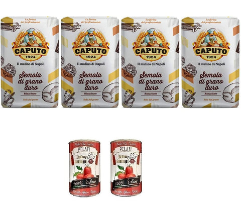 Italian Gourmet Kategorien Caputo - Hartweizengrieß - Semola di grano duro rimacinata (4 x 1 kg) + Italian Gourmet 100% italienische geschälte Tomaten dosen 2x 400g 8388766535601