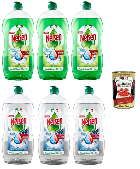 Nelsen Testpalet-Limone-Carboni Attivi Zitronenspülmittel Aktivkohle Geschirrspülmittel 6x850ml Original italienisch Haushalt