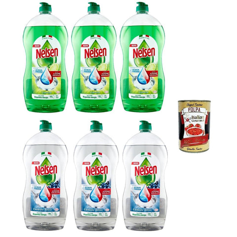 Nelsen Testpalet-Limone-Carboni Attivi Zitronenspülmittel Aktivkohle Geschirrspülmittel 6x850ml Original italienisch Haushalt