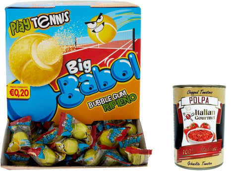 Big Babol Play Tennis,weicher Kaugummi,Zitronengeschmack,glutenfrei,Packung mit 200 Einzelportions Kaugummis,einzeln verpackt zum Teilen,für Kinderpartys und Geburtstage italienisch Original