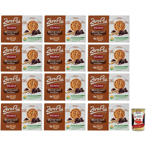 Balocco Zero Più Biscotti Ohne Zuckerzusatz Kekse mit Reis- und Weizencrispies Schokoladentropfen und Extra Crunchy 210 g 12x italienisch Original + kostenlos