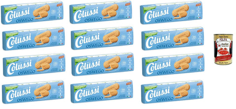 Italian Gourmet Kekse 12x Colussi Gli originali biscotti OSVEGO Die originalen OSVEGO-Kekse 250gr + Italian Gourmet Polpa di Pomodoro 400 g Tin 8002590075316