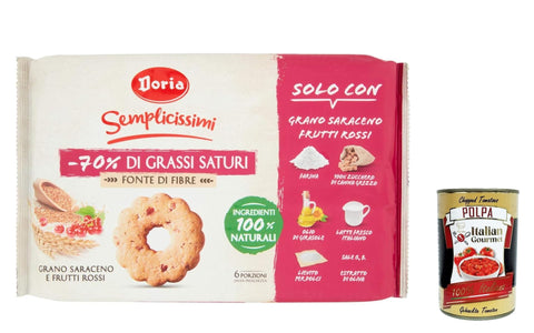 Italian Gourmet Kekse 12x Doria Biscotti con Frutti Rossi e Grano Saraceno, Kekse mit roten Früchten und Buchweizen 280g + Italian Gourmet polpa 400g 8000605261068