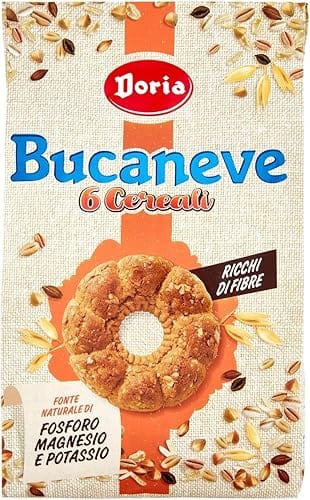 Italian Gourmet Kekse 12x Doria Bucaneve Biscotti ai 6 Cereali Kekse mit Hafer, Dinkel, Weizen, Reis, Buchweizen und Gerste 300g Beutel 8000605151710
