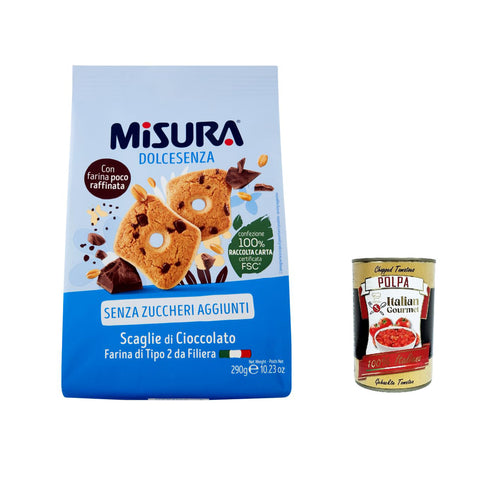 Misura Dolcesenza Kekse mit Schokoladenstückchen, Ohne Zuckerzusatz, biscuits cookies 12x290g Original italienisch