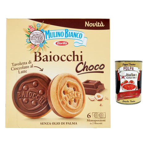 Mulino Bianco Baiocchi Choco Kekse mit Milchschokoladentafel mit Haselnüssen 12x144g Original italienisch