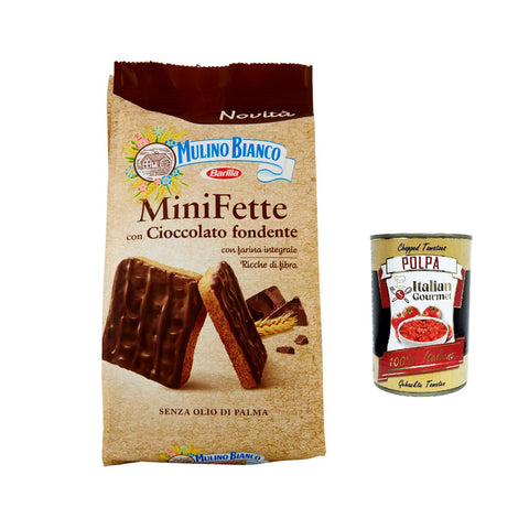 Mulino Bianco Mini Fette integrali mit dunkler Schokolade, reich an Ballaststoffen, Vollkorn Zwieback ohne Palmöl 110 g italienisch Original