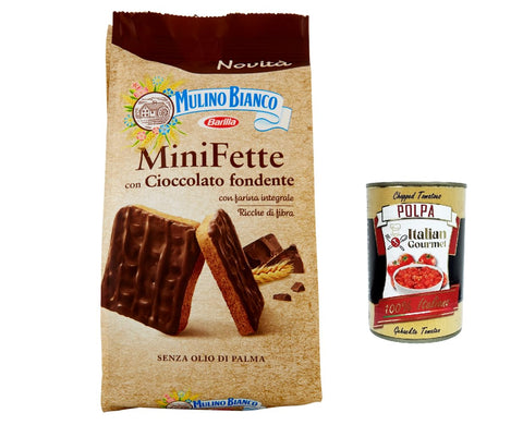 Mulino Bianco Mini Fette integrali mit dunkler Schokolade, reich an Ballaststoffen, Vollkorn Zwieback ohne Palmöl 110 g italienisch Original