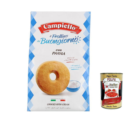 Italian Gourmet Kekse 3x Campiello i Biscotti del Buongiorno Frollini alla panna Sahne Shortbread Kekse mit Sahne 350g biscuits cookies 100% Italienische Kekse + Italian gourmet polpa 400g 8000590113205