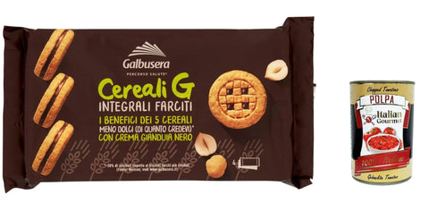 Italian Gourmet Kekse 3x Galbusera Cereal G Vollkornkekse gefüllt mit Gianduiacreme, biscuits cookies 160g + Italian Gourmet polpa 400g 8002190006291