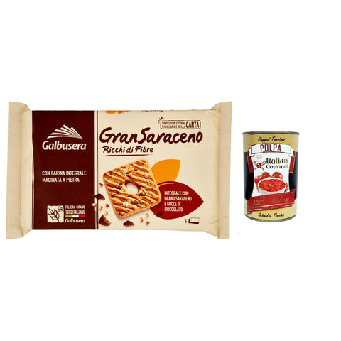 Galbusera Kekse Galbusera GranSaraceno, Kekse reich an Vollfaser mit Buchweizen und Schokoladenchips 260 g italienisch Original 8002190006147