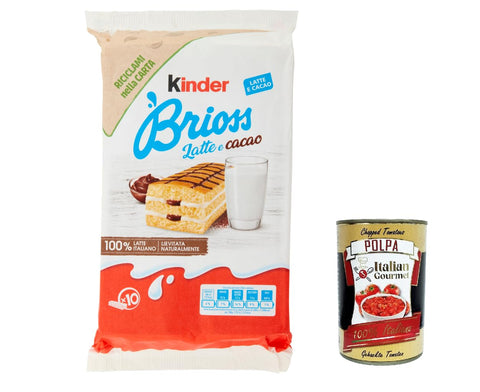Italian Gourmet Kekse 3x Kinder Ferrero Brioss Kuchen mit Milch und Kakao 300g Kekse Riegel + Italian Gourmet polpa 400g 8000500283189