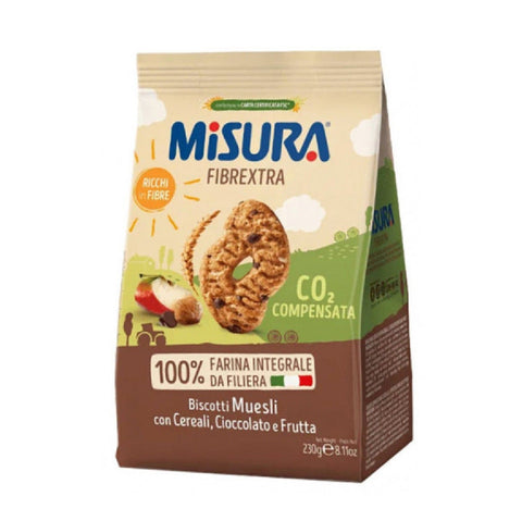 Italian Gourmet Kekse 3x MHD 1/11/2025  Misura Kekse Integrali Fibrextra Muesli Vollkebekekuiten biscuits mit Müsli, Schokoladen- und Obsttropfen, 100% Vollkornmehl, reich an Ballaststoffen, 230g 8002590042646