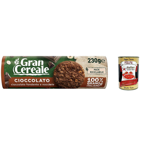 Mulino bianco Gran Cereale Cacao Kakaokekse mit einem vollen Geschmack reich an Ballaststoffen 230 g 3x italienisch Original Müsli + kostenlos polpa 400 g