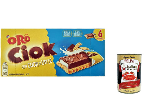 Cuore Oro Ciok al Latte Kekse mit Tafel Milchschokolade, gefüllt mit Milchcreme,Packung mit 120 g, jede Packung enthält 6 Snacks à 20 g italienisch Original
