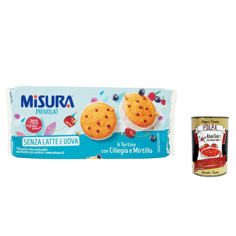 Misura Tortine con Ciliegia e Mirtillo Privolat Törtchen mit Kirsche und Heidelbeere ohne Milch und Eier 6x290g Original italienisch Kekse
