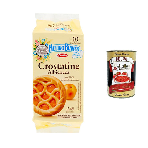 Mulino Bianco Crostatina Albicocca törtchen mit Aprikose 400 g 6x italienisch Original Pastasauce + kostenlos polpa 400 g