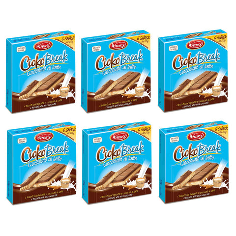 6x Witor's Cioko Break Cioccolato al Latte Kekse mit Milch Schokoriegel 120 g Jede Packung Enthält 6 Einzeln Verpackte Snacks von 20 g italienisch Original