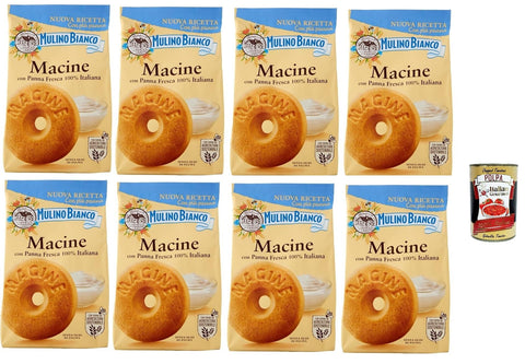 Mulino Bianco Macine - Shortbread-Kekse mit Frischer Sahne - Italienische Kekse 350 g 8x italienisch Original + gratis polpa 400 g