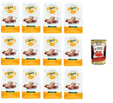 Italian Gourmet Kekse Cabrioni i waferini del signor cabrioni wafer nocciola! Mr. Cabrionis Haselnusswaffeln! 12x400 g+ Italian Gourmet polpa 400g 8032804040014