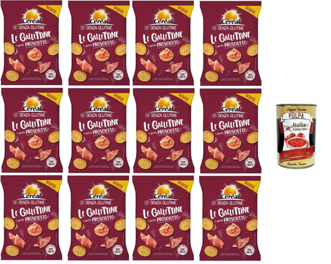 Italian Gourmet Kekse Céréal Le gallettine Gusto prosciutto Kekse mit Schinkengeschmack 12x70gr + Italian Gourmet polpa 400g 8032804040014