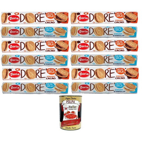 Doria Testpaket Dorè Doricrem Gusto Cacao & Vaniglia Tubo Dorè Doricrem Kakaogeschmack und Vanillearoma Tube 12x150g Original italienisch Kekse