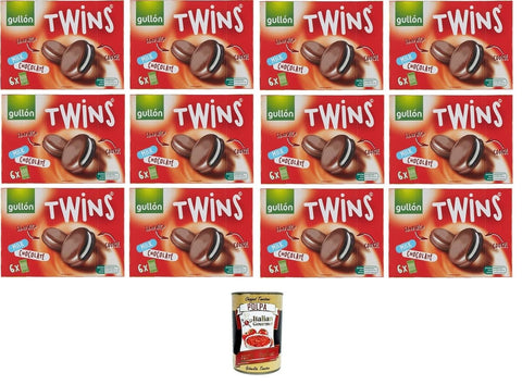 Italian Gourmet Kekse Gullon Biscotti Twins Milchschokolade Mit Sahne gefüllte und mit Vollmilchschokolade überzogene Kakaokekse 12x 252gr+ Italian Gourmet polpa 400g 8032804040014