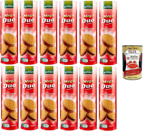 Italian Gourmet Kekse Gullon Mega Duo Biscotti farciti al cioccolato Schokoladengefüllte Kekse 12x500gr + Italian Gourmet polpa 400g 8032804040014