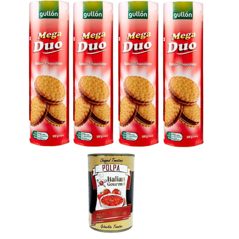Gullon Mega Duo Biscotti farciti al cioccolato Schokoladengefüllte Kekse 4x500g Original italienisch