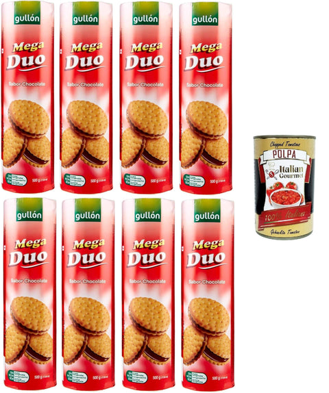 Italian Gourmet Kekse Gullon Mega Duo Biscotti farciti al cioccolato Schokoladengefüllte Kekse 8x500gr + Italian Gourmet polpa 400g 8032804040014