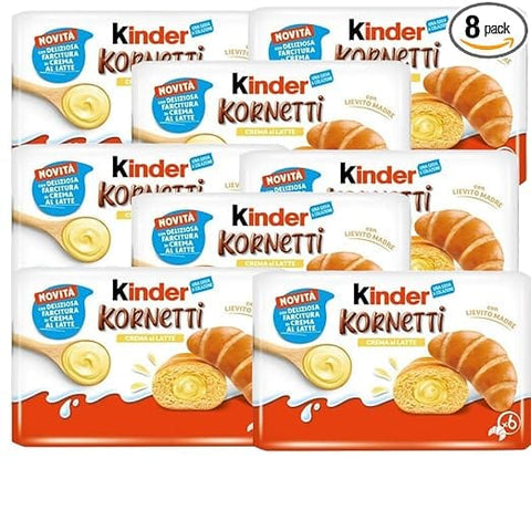 Italian Gourmet Kekse Kinder Kornetti Crema al Latte, Croissant mit Milchcremefüllung, 270g, 8er Pack + Italian Gourmet Polpa 400 g 8000500457672