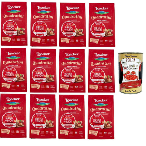 Loacker Quadratini Napolitaner Waffel mit Haselnusscreme 100% italienische Waffeln 12 x 125 g italienisch Original