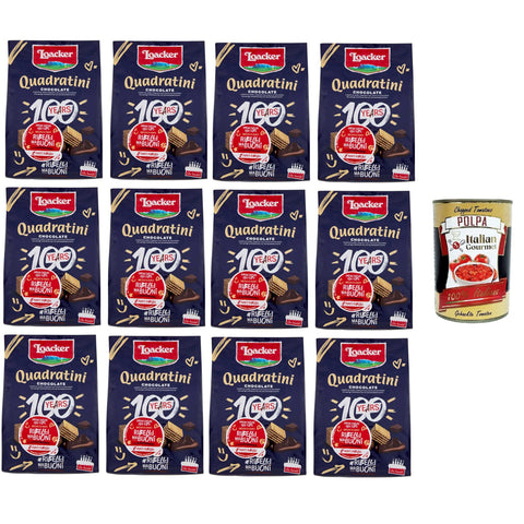 Loacker Schokoladenquadrate Würfel zum Häppchenverzehr, mit fünf Schichten Waffeln und vier Schichten Schokoladencreme 12x125 gr italienisch Original