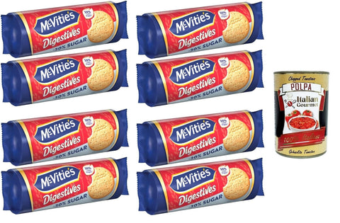 Mc-Vitie's Biscotti Digestives Biscotti Meno 30% di Zuccheri Biscotti Digestives Kekse weniger 30% Zucker 8x300 g italienisch Original + gratis polpa 400 g