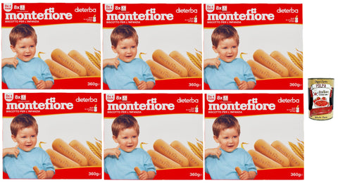 Montefiore biscotto, Leckerer Keks, integriert in Vitamine B1, B3, B6 und Riboflavina 6x 360 g italienisch Original